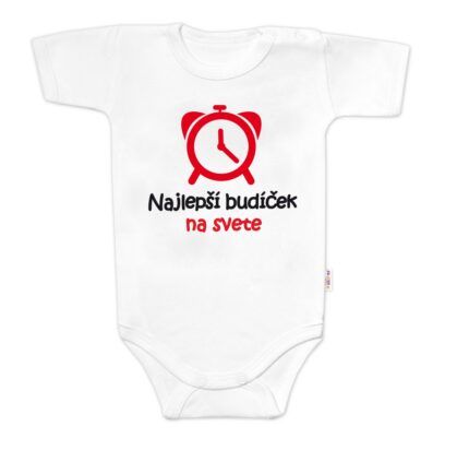 Body krátky rukáv Najlepší budíček na svete, Baby Nellys, biele, veľ. 74