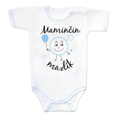 Body krátky rukáv s vtipným textom Baby Nellys, Maminčin mazlík, veľ. 80