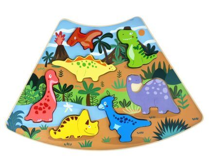 Drevené puzzle Dinosaury prepojiteľné, 7 dielov