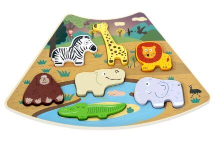 Drevené puzzle Safari prepojiteľné, 7 dielov