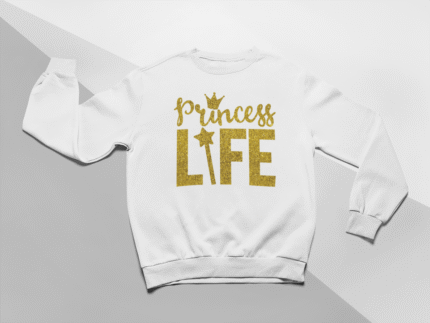 KIDSBEE Moderná detská dievčenská mikina Princess Life - biela, veľ. 122