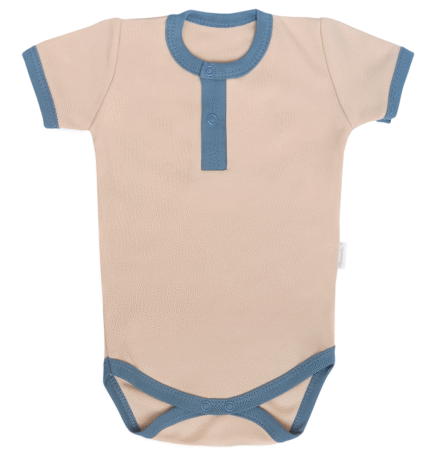 Mamatti Bavlnené body polo kr. rukáv, Dinosaurus - krémové, veľ. 74