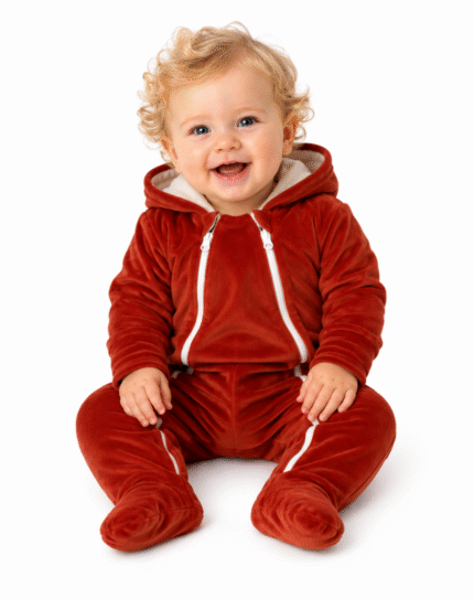 Mamatti Dojčenský overal VELVET, Baby Fox - hnědý