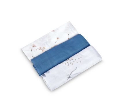 Mušelínové plienky pre bábätko SOFT - 3 ks, 70x80 cm, modré