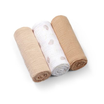 Mušelínové - super mäkké plienky BabyOno, 3ks - béžová, hnedá