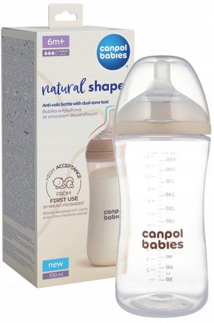 Natural Shape antikoliková fľaša 330 ml, 6m+, silikónový cumlík, DuoFlex, bez BPA