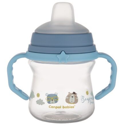 Nevylievací hrnček Canpol Babies s mäkkým náustkom - Bonjour, modrý, 150 ml