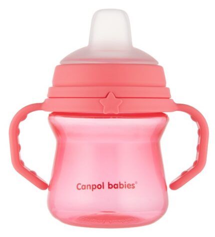 Nevylievací hrnček Canpol Babies s mäkkým náustkom, ružový, 150 ml