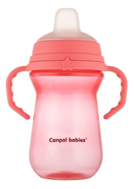 Nevylievací hrnček Canpol Babies s mäkkým náustkom, ružový, 250 ml