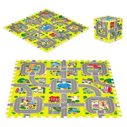 Penové puzzle, podložka - Mesto, 9 dielov