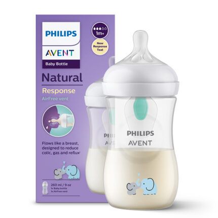 Philips AVENT SCY673/81 Láhev Natural Response s ventilem AirFree 260 ml, 3-6m, 1 ks, Slon