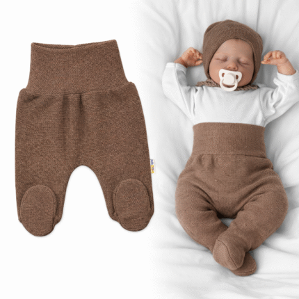 Pletené dojčenské polodupačky Hand Made, Baby Nellys, hnědé, veľ. 62