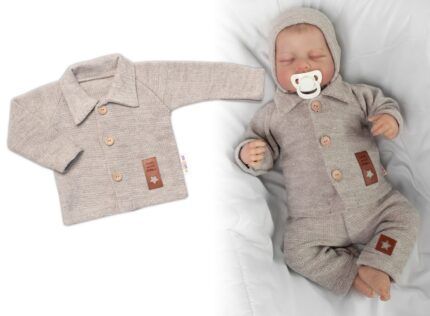 Pletený svetrík s gombíkmi Boy, Baby Nellys, béžový, veľ. 62