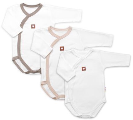 Rastúca výhodná sada, 3x Body pre bábätko Nature - béžová/taupe/biela