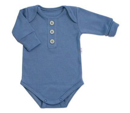 Rastúce body NATURE, dlhý rukáv s gombíkmi, bavlna, jeans, 56/62