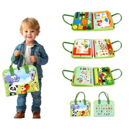 Senzorická busy kniha látková 2Kids Toys – gombíky, zipsy, šnúrky, Safari