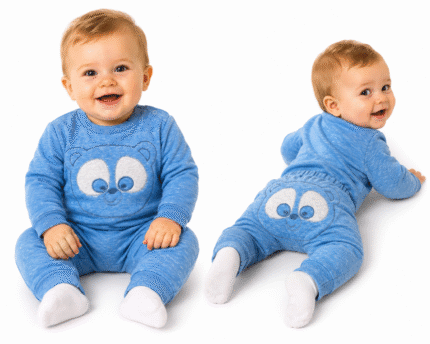 Tepláková súprava Baby Nellys - 
MEDVEDÍK - modrý  melír, veľ. 74