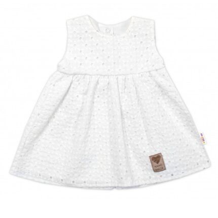 Baby Nellys Ľahké Handmade šatičky Madeira, biele, veľ. 104