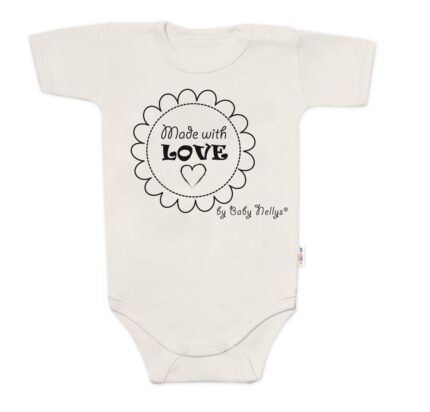 Body krátky rukáv Baby Nellys, Made with love, béžové