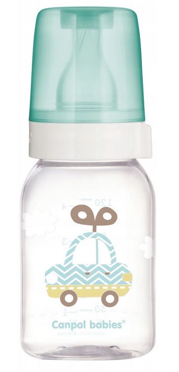 Canpol Babies Sklenená fľaštička 120 ml, rôzne farby, motívy