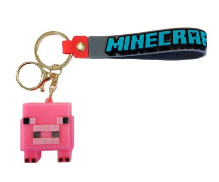 Detská kľúčenka Minecraft Prasa s pútkom a karabínou