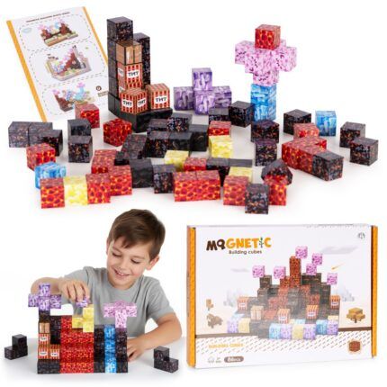 Magnetické konštrukčné kocky pre deti, súprava 86 ks, kockové dieliky