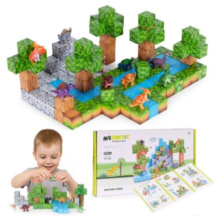 Magnetické stavebné kocky pre deti dinosaury 142 dielikov