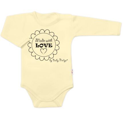 Body dlhý rukáv Baby Nellys, Made with love, žlté, veľ. 74