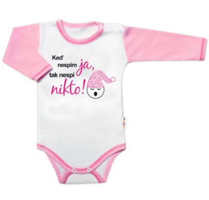 Body dlhý rukáv s vtipným textom Baby Nellys, Keď nespím ja, tak nespí nikto, holka